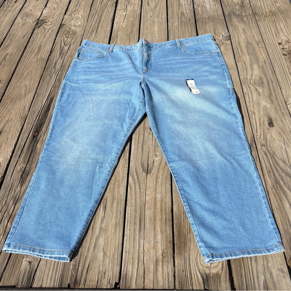 Terra & Sky Light Wash High Rise Straight Leg Jeans - Blue